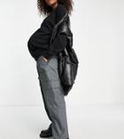 Asos Design Maternity Slouchy Combat Pants In Gray-grey
