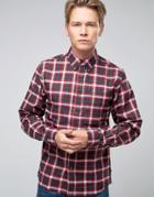 Fjallraven Shirt In Check Flannel Slim Fit Red - Red