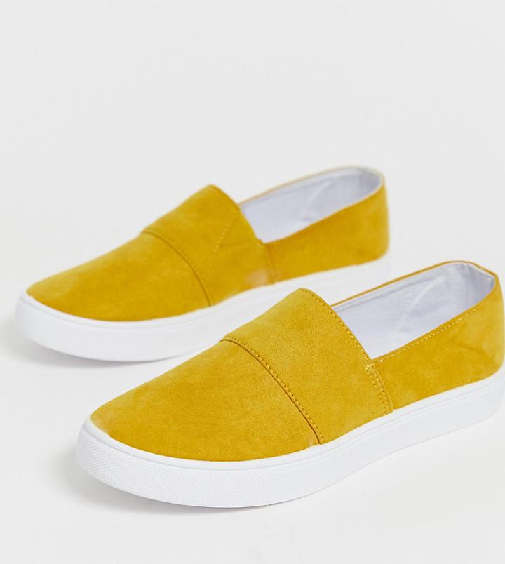 Asos Design Wide Fit Dodger Plimsolls-yellow