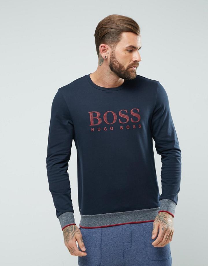 Boss By Hugo Boss Sweat Top With Crew Neck - Navy