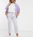 River Island Petite Straight Cropped Tailored Pants In Lilac -part Of A Set-purple