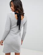 Boss Casual Bow Back Jersey Dress - Gray