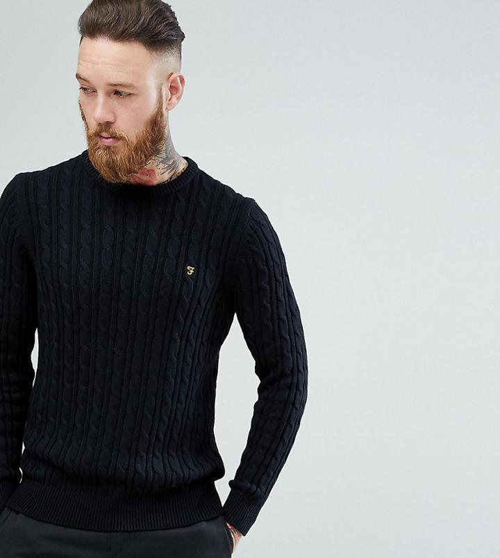 Farah Ludwig Cable Knit Sweater In Black - Black
