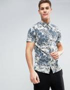 Jack & Jones Vintage Short Sleeve Shirt With All Over Print - Navy