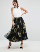 Asos Tulle Prom Skirt In Floral Print - Multi