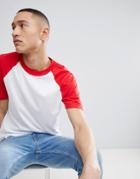 Mango Man Raglan T-shirt In Red - Red