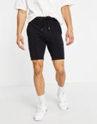 Asos Design Set Skinny Shorts In Black Pique With Pin Tucks