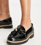 Truffle Collection Wide Fit Chunky Tassle Loafers In Black