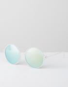 7x Round Sunglasses With Green Revo Lense - Clear