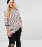Asos Curve Stripe T-shirt With Long Sleeve In Oversize Fit - Multi