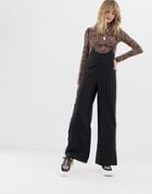 Reclaimed Vintage Inspired Pants With Suspenders In Pinstripe - Black