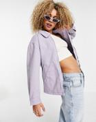Weekday Tarali Organic Cotton Zip-up Jacket In Lilac-purple