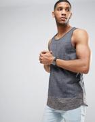 Bellfield Tank With Contrast Curved Hem - Gray