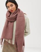 Asos Design Supersoft Long Woven Scarf With Tassels In Pink