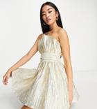 Collective The Label Exclusive Bandeau Ruched Waist Mini Dress In Champagne-white