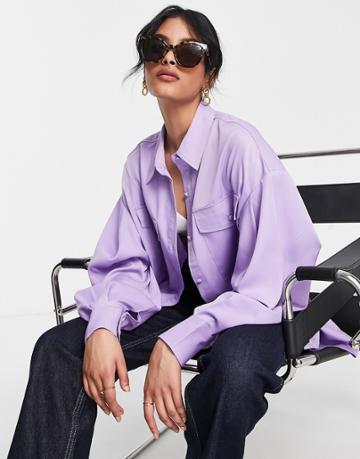 Extro & Vert Pleated Oversized Shirt In Purple