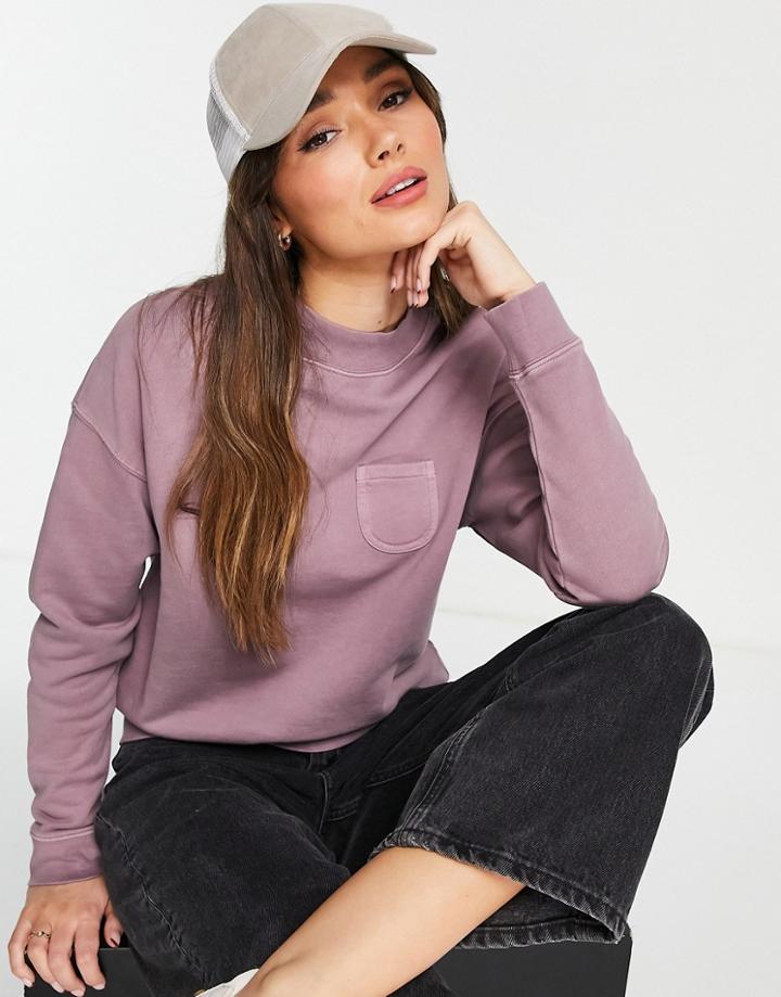Madewell Mock Neck Sweatshirt In Plum-purple