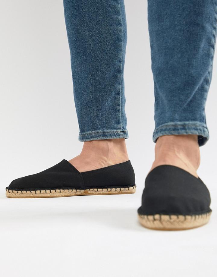 Asos Design Espadrilles In Black Canvas