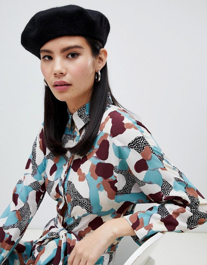 Monki Beret In Black - Black