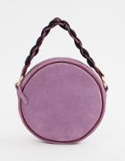Asos Design Suede Circle Bag With Statement Strap-purple