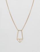 Asos Geometric Charm Necklace In Matt Gold - Gold