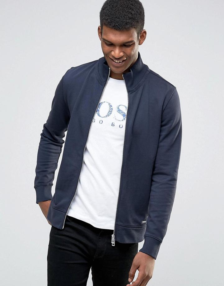 Boss Orange Zissou Zipthru Sweatshirt Slim Fit - Navy