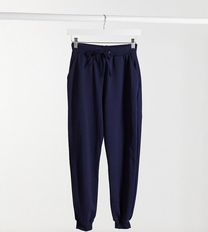 Asos Design Petite Basic Slim Sweatpants In Navy-blues