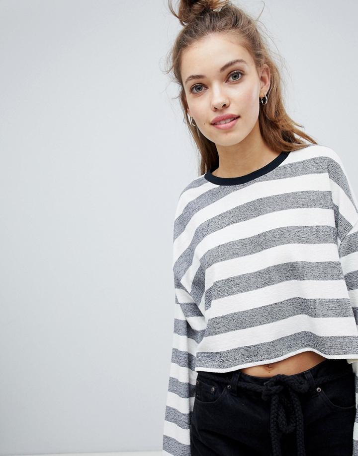 Pull & Bear Stripe Sweat - Blue