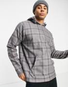 New Look Fleece Hoodie With Check Print In Gray