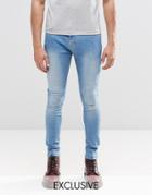 Brooklyn Supply Co Light Washed Distressed Denim Dyker Jeans In Super Skinny Fit - Light Wash