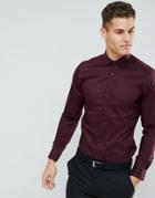 Moss London Extra Slim Smart Shirt With Stretch - Red