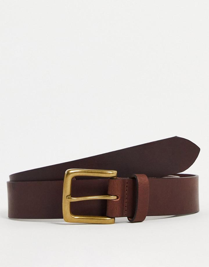 River Island Casual Leather Belt In Brown