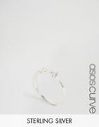 Asos Curve Sterling Silver Open Mini Crystal Ring - Silver