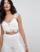 Ebonie N Ivory Crop Top In Crochet Two-piece - White