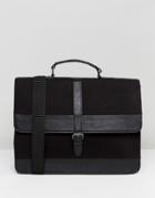 Asos Satchel In Smart Canvas And Faux Leather - Black