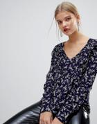 Mango All Over Floral Frint Blouse - Blue