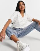 Lee V Neck Stripe T-shirt In Off White