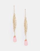 Nylon Feather Drop Earrings With Bead