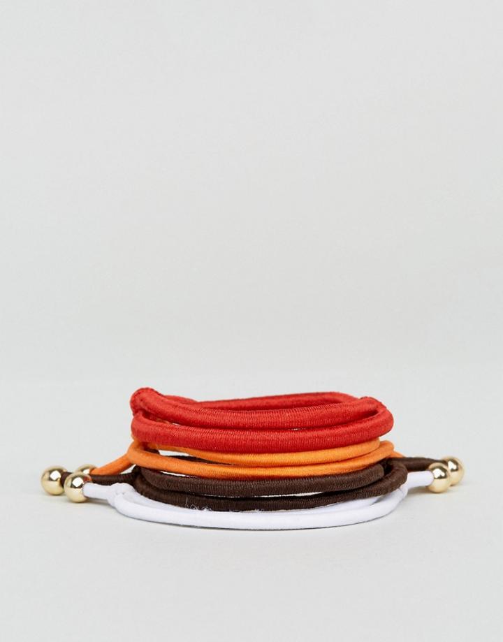 Asos Bracelet Pack With Metalic Beads In Red - Multi