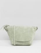 Asos Suede Curved Cross Body Bag - Green