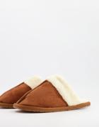 Truffle Collection Closed Toe Mule Slippers In Tan-brown