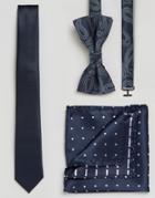 Jack & Jones Tie Pocket Square & Bow Tie Set - Navy