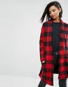 Mango Plaid Cardigan - Red