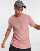 River Island Crest Embroidered T-shirt In Pink