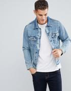Stradivarius Denim Jacket In Light Blue Wash - Blue