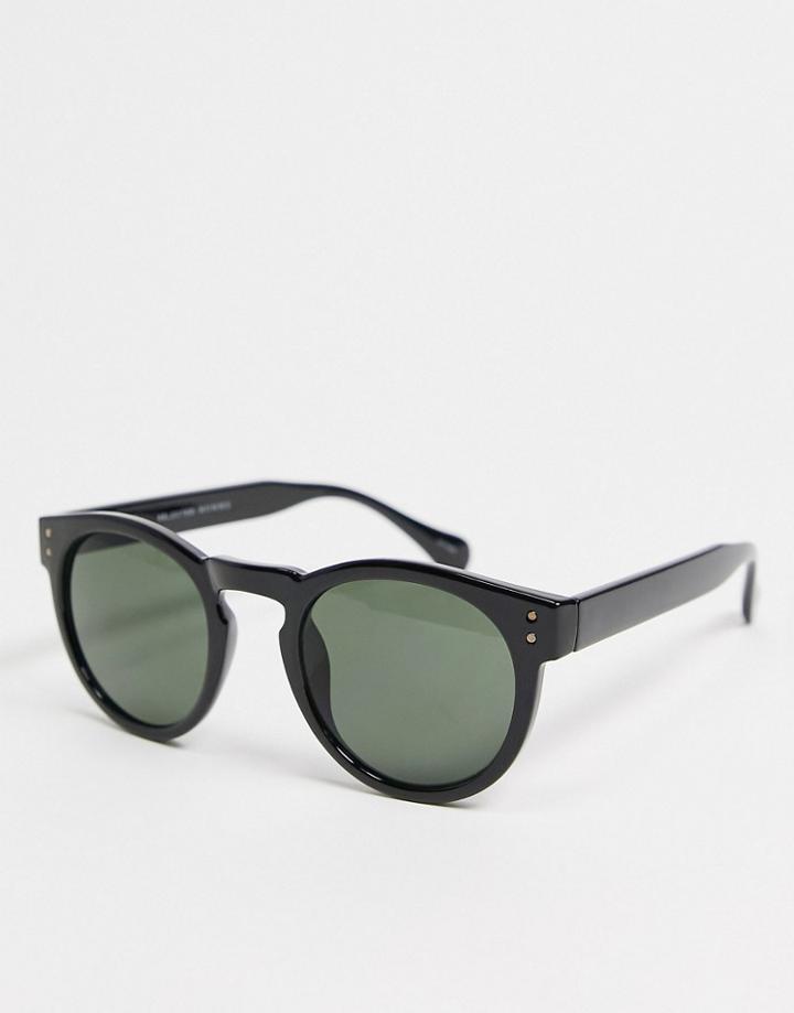 Selected Homme Round Sunglasses In Black