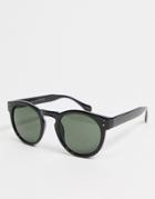 Selected Homme Round Sunglasses In Black