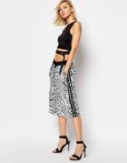 Adidas Originals 3 Stripe Wide Leg Culottes In Inked Print - Multicolour