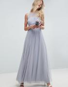 Asos Wedding Maxi Prom Dress With Pearl Trim - Blue