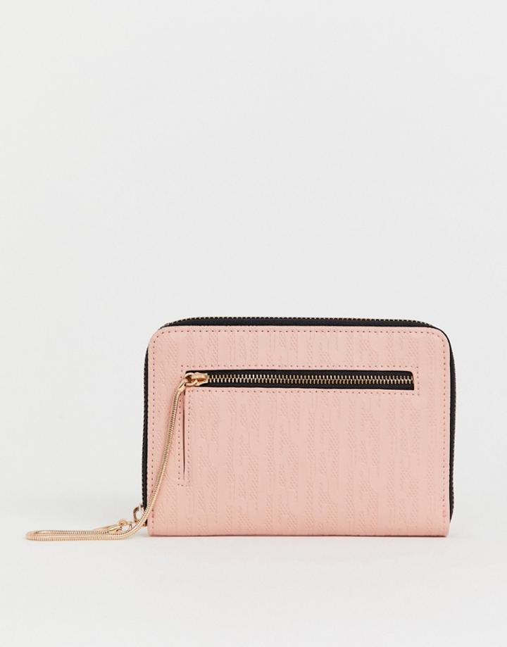 Juicy Alexis Embossed Zip Around Ladies' Wallet In Metallic Silver